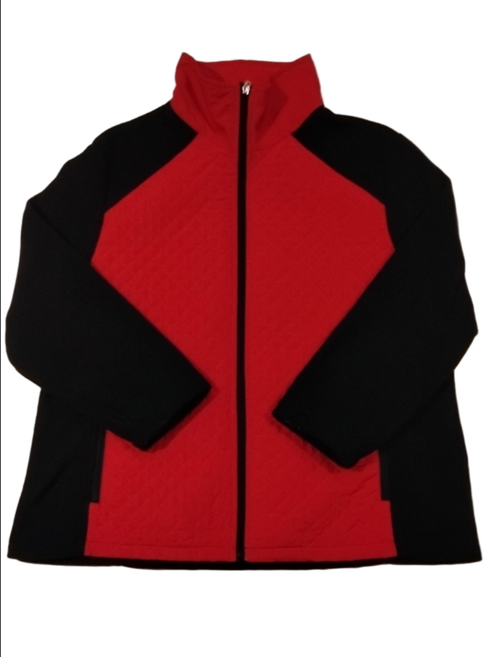 Southern Lady Red and Black Quilted Zip-Front Bomber Jacket